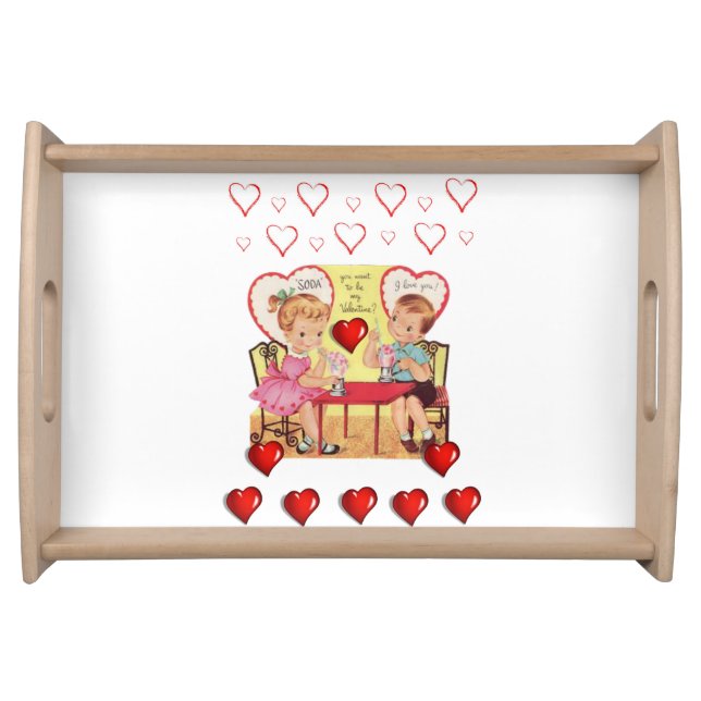 Valentines Day Serving Tray Love Vintage (Front)