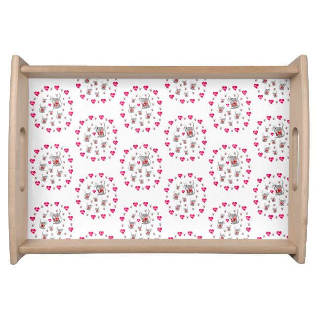 Valentines Day Serving Tray Mice (Front)