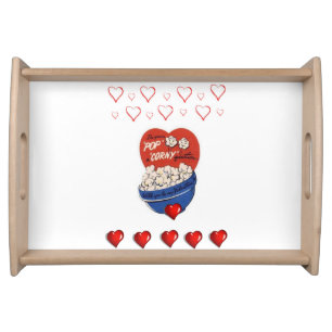 Valentines Day Serving Tray Popcorn Vintage