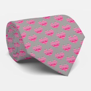 Valentine's Day Shades of Pink and Gray Hearts Neck Tie