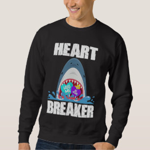Valentines Day Shark Heart Breaker  Boys Kids  1 Sweatshirt