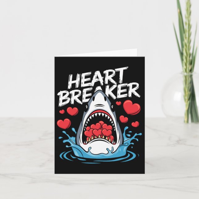 Valentines Day Shark Heart Breaker Boys Kids  Card (Front)