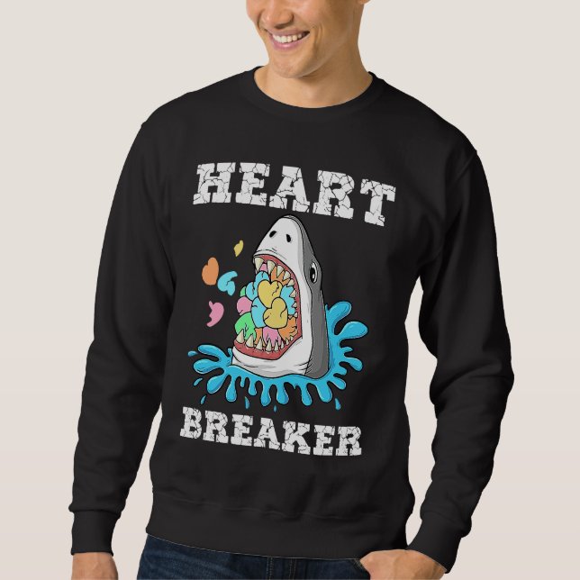 Valentines Day Shark Heart Breaker  Boys Kids Sweatshirt (Front)