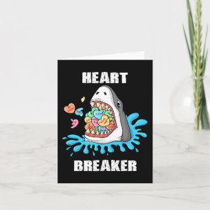 Valentines Day Shark Heart Breaker Fun Boys Kids Card