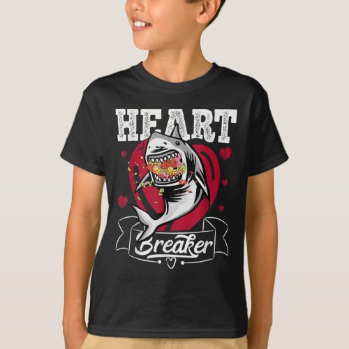 Valentines Day Shark Heart Breaker Funny T_Shirt