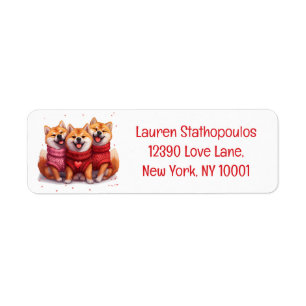 Valentines Day Shiba Inu Dogs Label