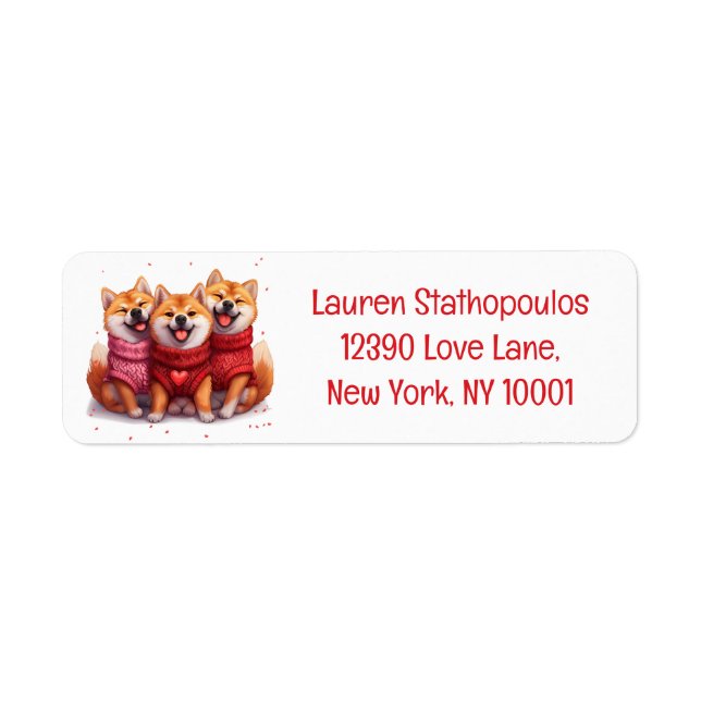 Valentines Day Shiba Inu Dogs Label (Front)