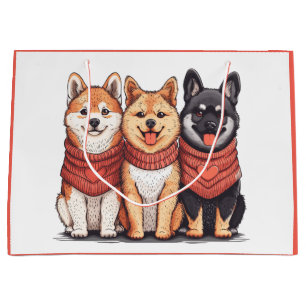 Valentines Day Shiba Inu Dogs Large Gift Bag