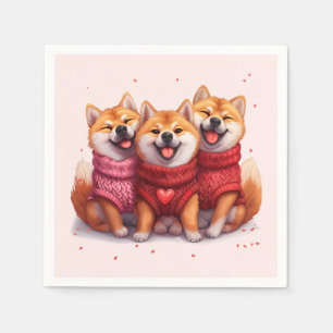 Valentines Day Shiba Inu Dogs Napkins
