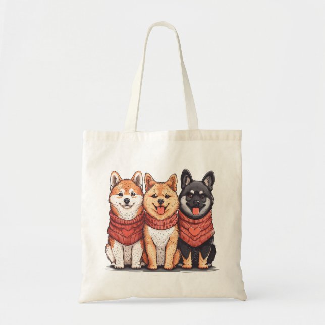 Valentines Day Shiba Inu Dogs Tote Bag (Front)