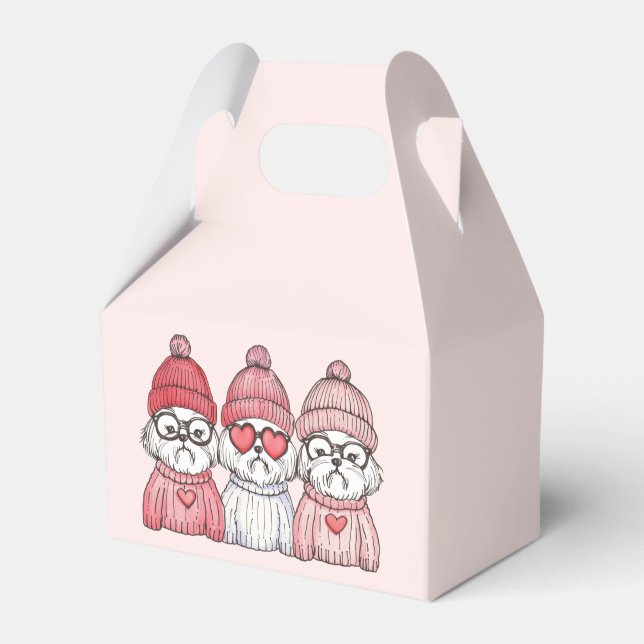 Valentines Day Shih Tzu Dogs Favor Boxes (Front Side)
