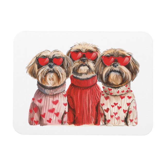 Valentines Day Shih Tzu Dogs Magnet (Horizontal)