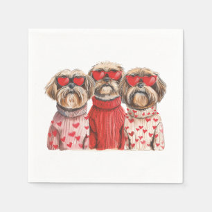 Valentines Day Shih Tzu Dogs Napkins