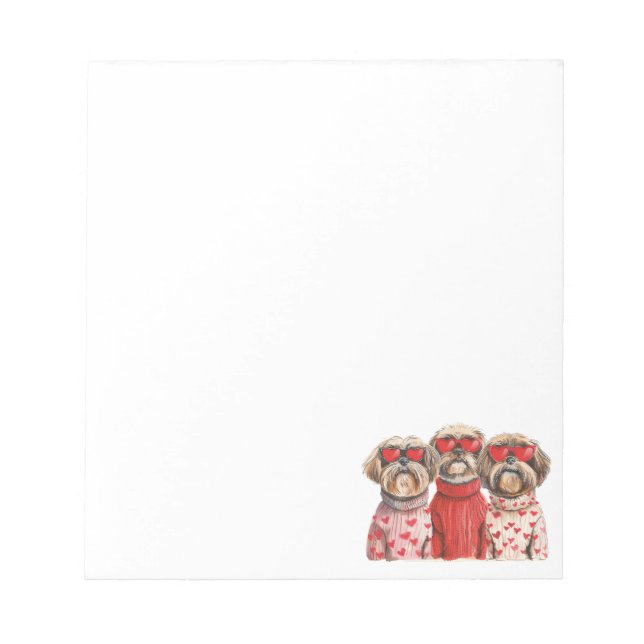 Valentines Day Shih Tzu Dogs Notepad (Front)