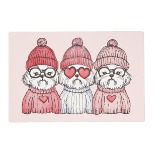 Valentines Day Shih Tzu Dogs Placemat