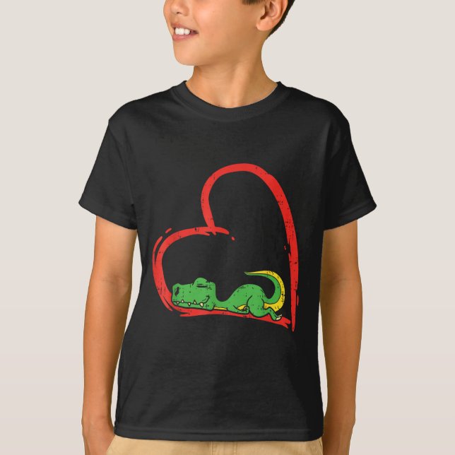 Valentines Day Shirt Funny Heart Trex Sleeng Dinos (Front)