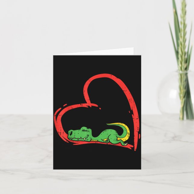 Valentines Day Shirt Funny Heart Trex Sleeng Dinos Card (Front)