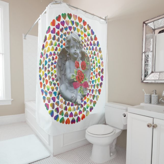 Valentine's Day Shower Curtain, Angel Shower Curtain (In Situ)