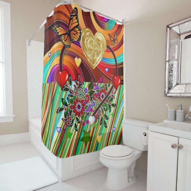 Valentine's Day Shower Curtain, Butterfly Shower Curtain (In Situ)