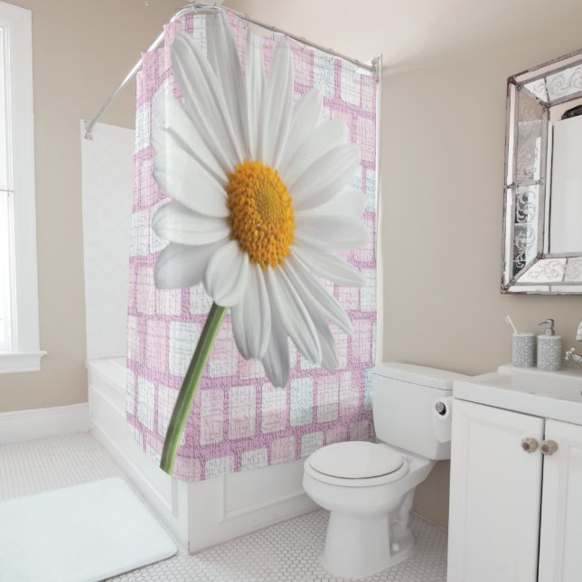 Valentine's Day Shower Curtain, Daisy Shower Curtain (In Situ)