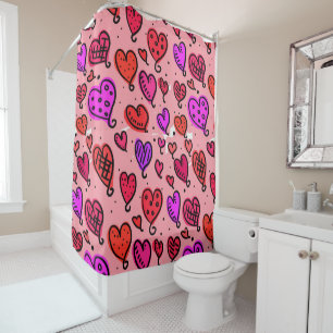 Valentine's Day Shower Curtain, Hearts Shower Curtain