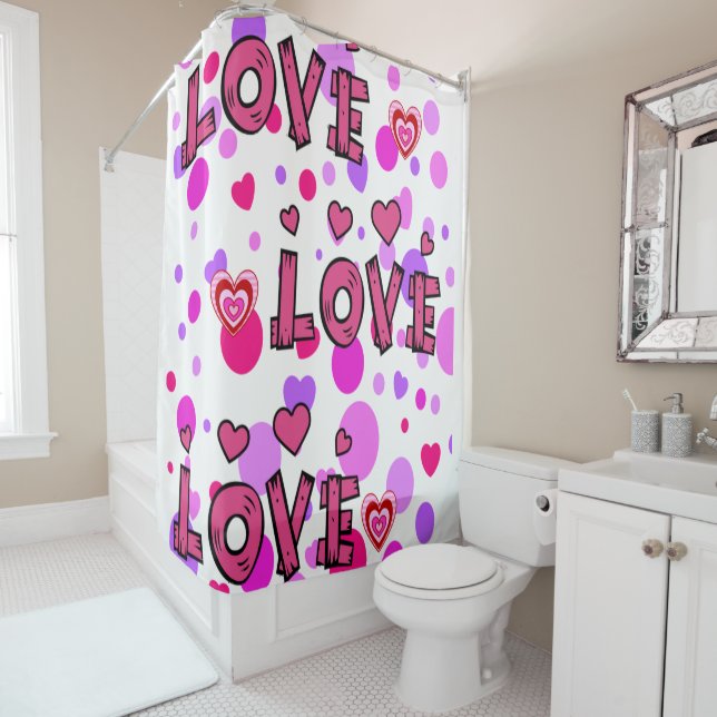 Valentine's Day Shower Curtain, Love Shower Curtain (In Situ)