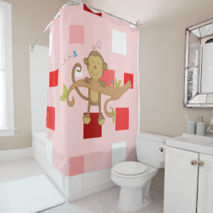Valentine's Day Shower Curtain, Monkey Shower Curtain