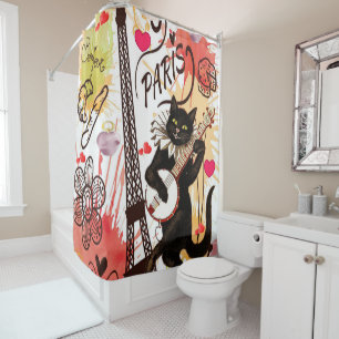 Valentine's Day Shower Curtain, Paris France Shower Curtain