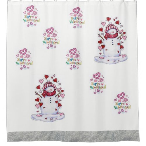 Valentines Day Shower curtain Snowman