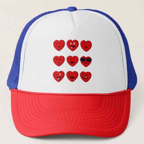 Valentines Day Silly Faces Hearts Funny Boys Girls Trucker Hat