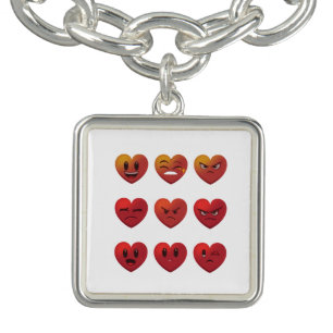 Valentines Day Silly Faces Hearts Funny Bracelet