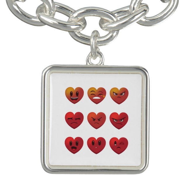 Valentines Day Silly Faces Hearts Funny Bracelet (Design)