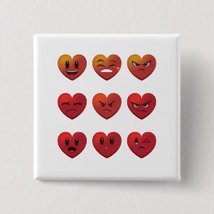 Valentines Day Silly Faces Hearts Funny Button