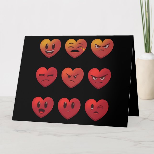 Valentines Day Silly Faces Hearts Funny Card (Front)