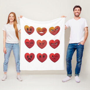 Valentines Day Silly Faces Hearts Funny Fleece Blanket