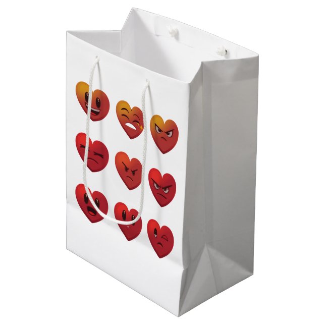Valentines Day Silly Faces Hearts Funny Medium Gift Bag (Front Angled)