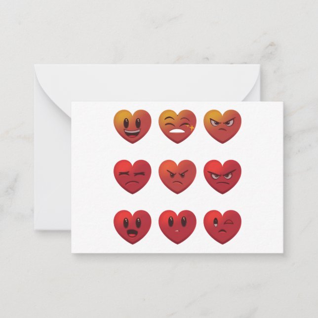 Valentines Day Silly Faces Hearts Funny Note Card (Front)