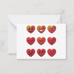 Valentines Day Silly Faces Hearts Funny Note Card