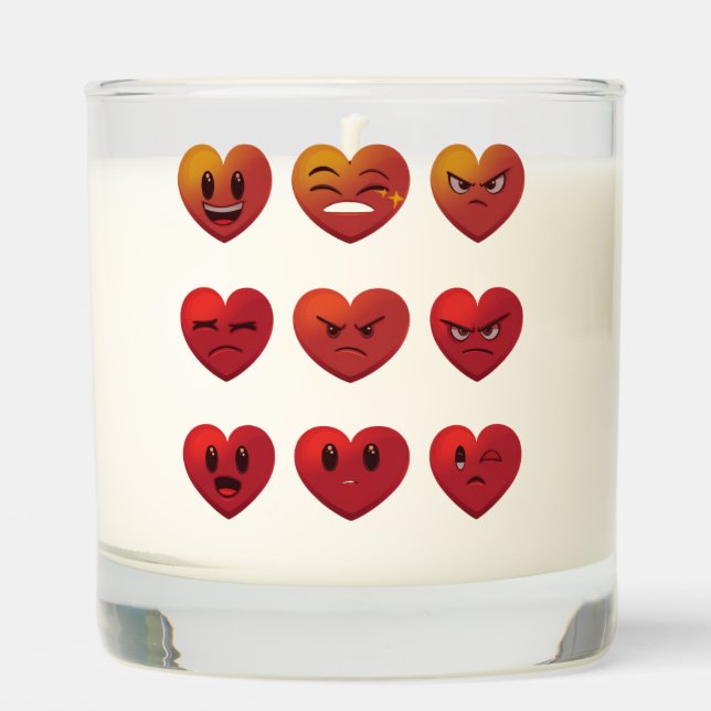 Valentines Day Silly Faces Hearts Funny Scented Candle (Front)