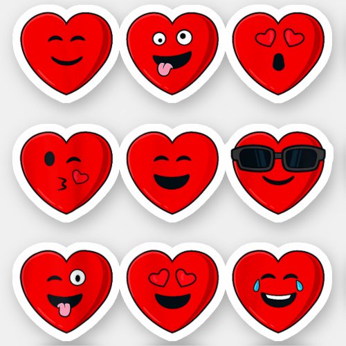 Valentines Day Silly Faces Hearts Funny Sticker