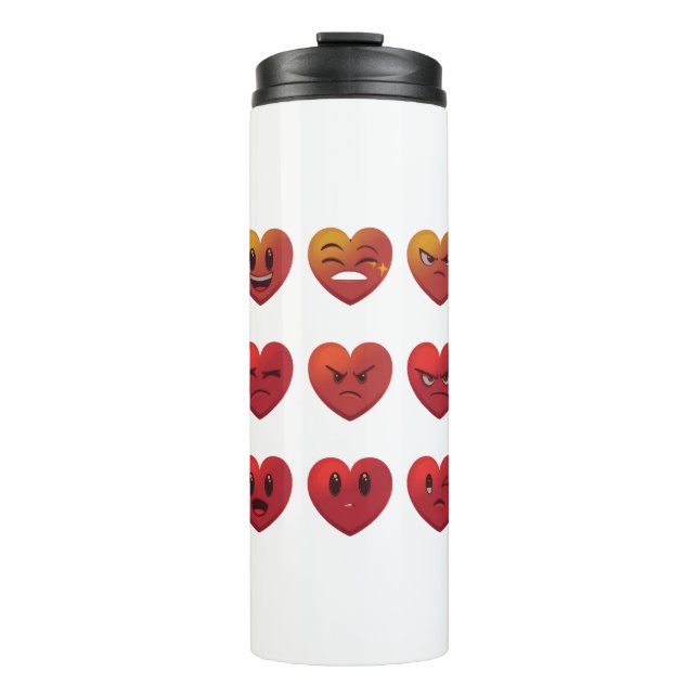 Valentines Day Silly Faces Hearts Funny Thermal Tumbler (Front)