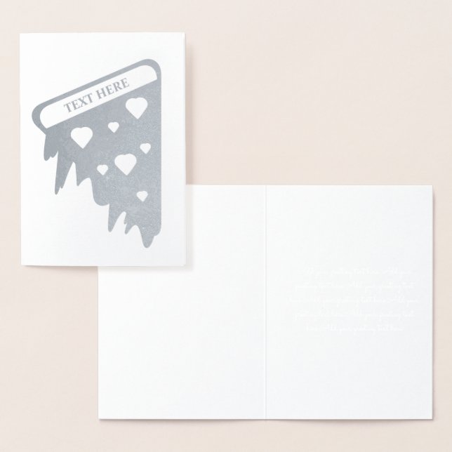 Valentines Day Silver Gray Pizza Foil Card (Display)