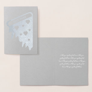 Valentines Day Silver Gray Pizza Foil Card