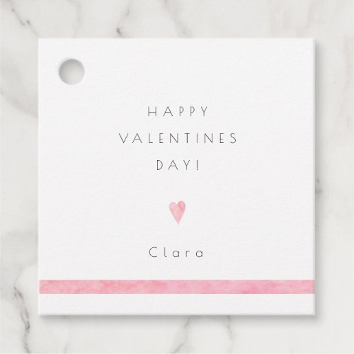 Valentines Day Simple Modern Watercolor Heart Pink Favor Tags