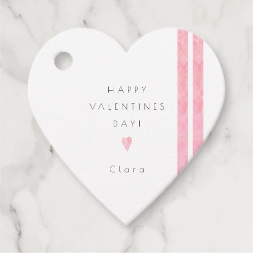 Valentines Day Simple Modern Watercolor Heart Pink Favor Tags