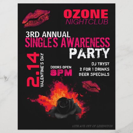 Valentine's Day Single's Awareness Party Flyers