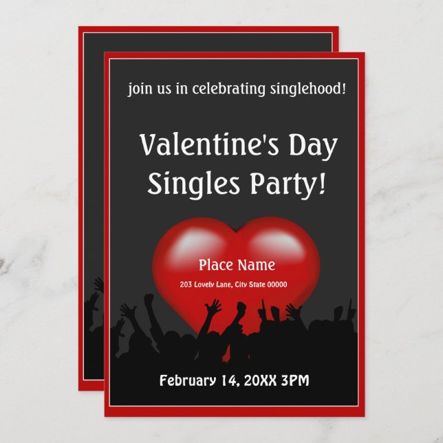 Valentine's Day Singles Party Invitation (Front/Back)