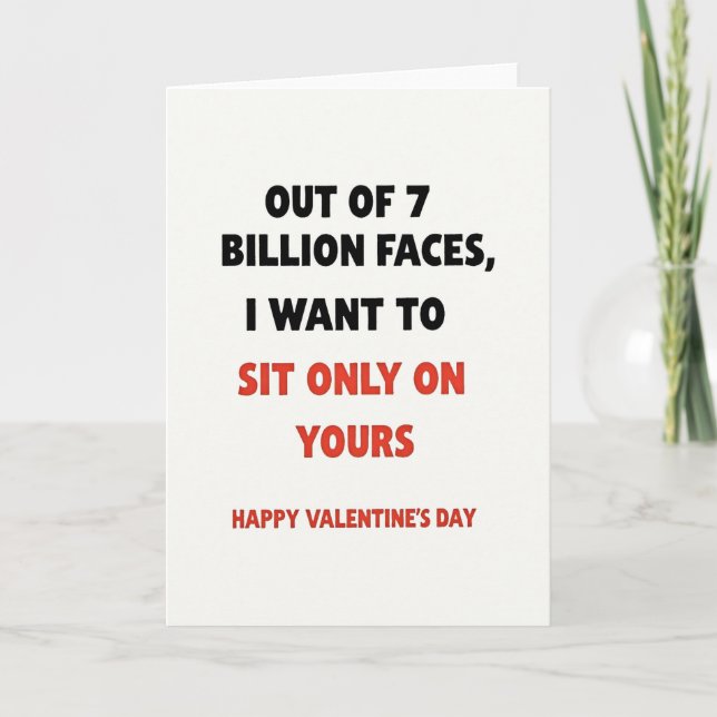 Valentines Day Sit On Your Face Card (Front)