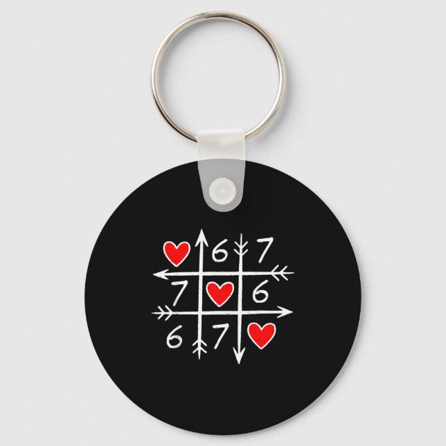 Valentines Day Six Seven 67 Meme 6 7 Heart Boys Gi Keychain (Front)