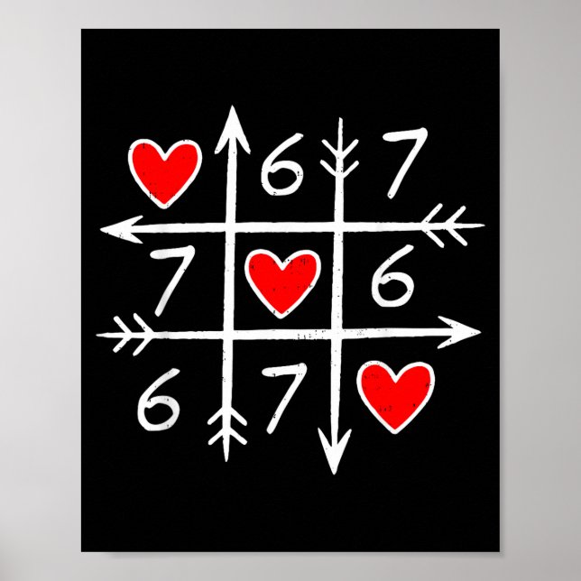 Valentines Day Six Seven 67 Meme 6 7 Heart Boys Gi Poster (Front)